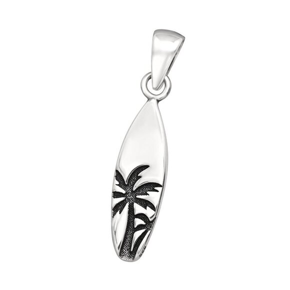 Sterling Silver Petite CZ Surfboard Pendant - Picture 3 of 8
